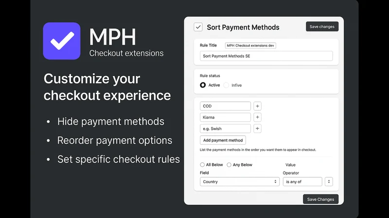 MPH Checkout extensions