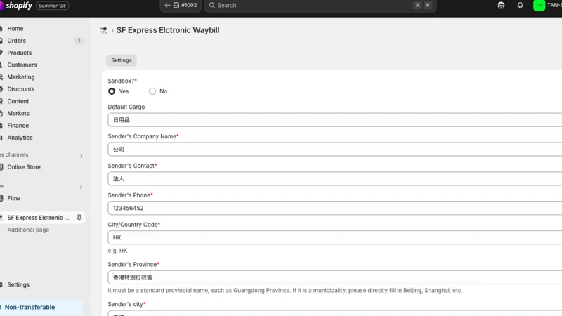 HK SF Express Label Waybill