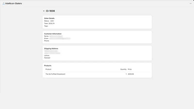 IVR Order Confirmation