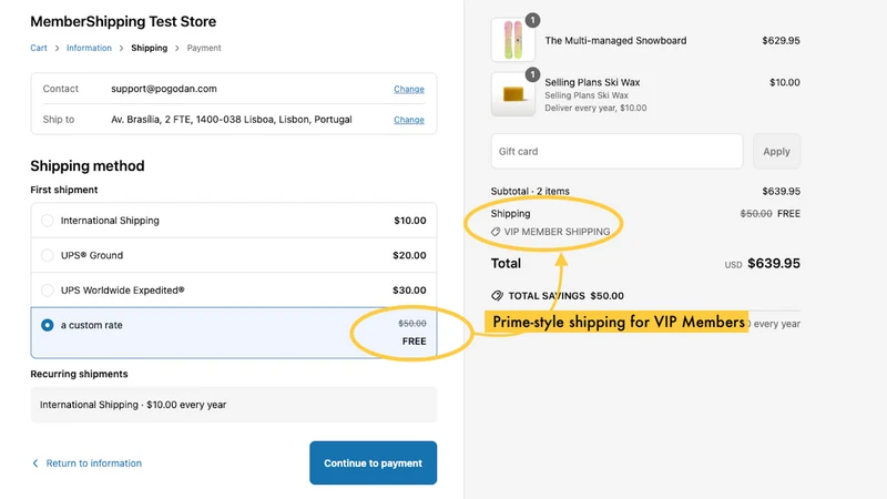 Member Shipping