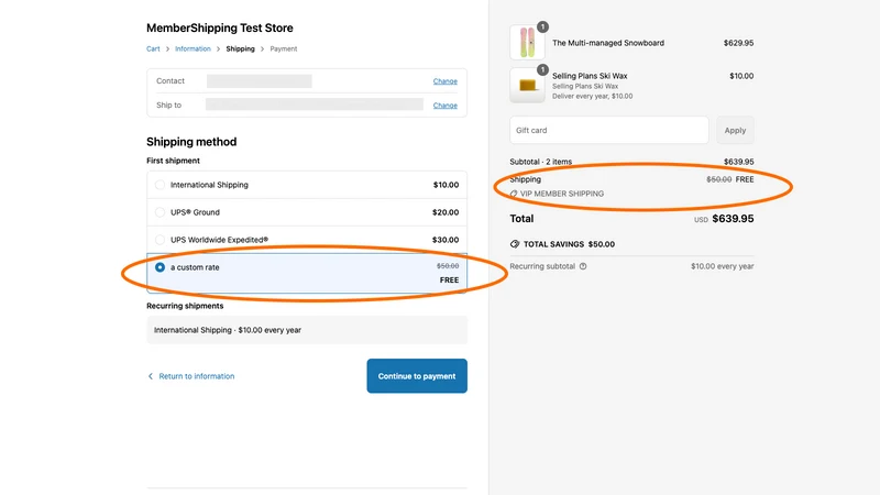 Member Shipping