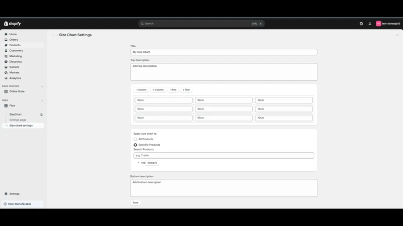 Ecom Size chart and Size Guide