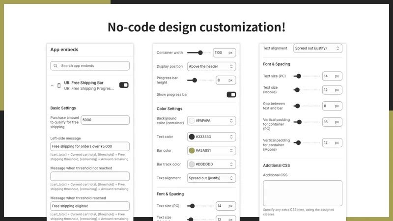 UR: Free Shipping Progress Bar