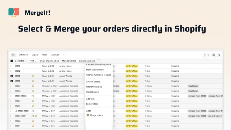 MergeIt ‑ Combine Merge Orders