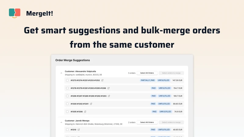 MergeIt ‑ Combine Merge Orders