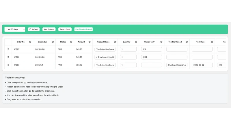Export Order Variants & Files