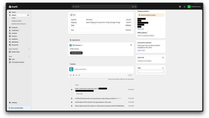 TOConline Invoices