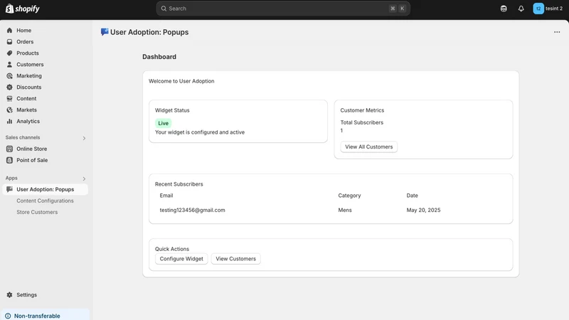 User Popup Email & Mobile