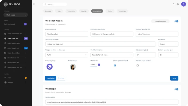 Sensbot AI Chatbot