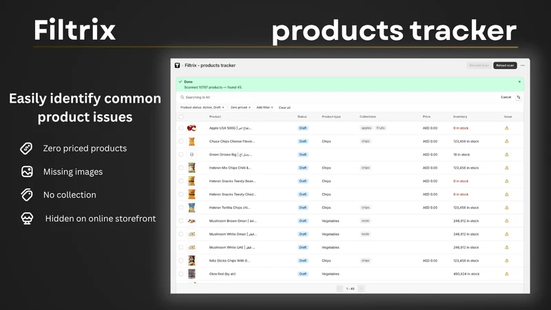 Filtrix ‑ products tracker