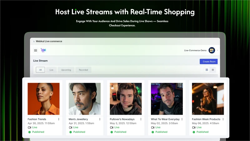 Webkul Shoppable & Live Videos