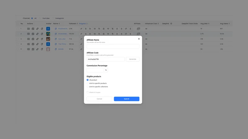 SBK Influencer Affiliate Hub
