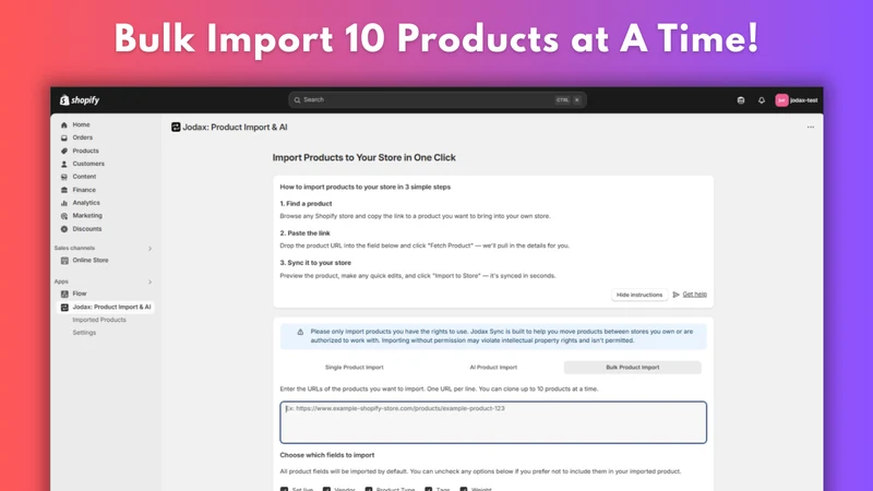 Jodax: Product Import & AI