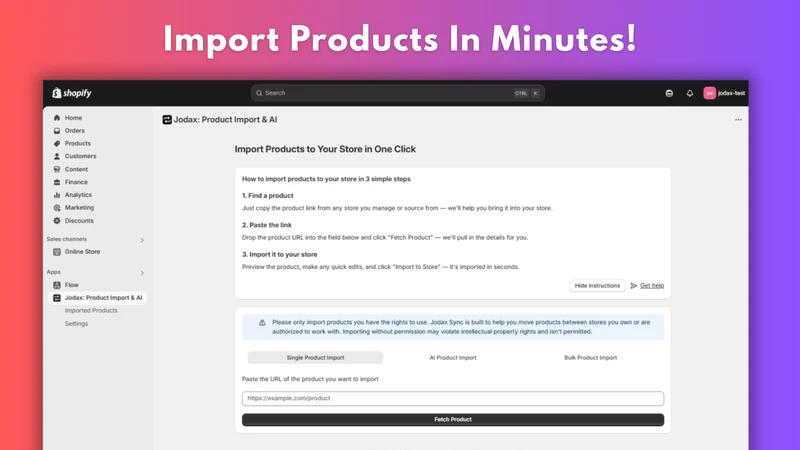 Jodax: Product Import & AI