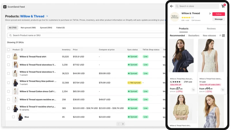 EcomSend TikTok Shop Connector