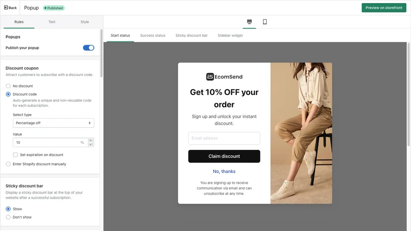 CW Email Popup Email Marketing
