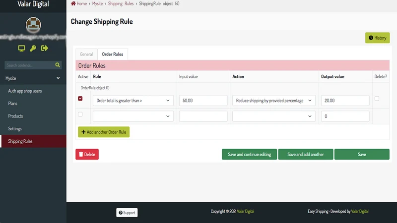 ValarDigital ‑ Shipping Rules