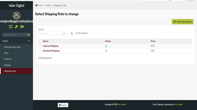 ValarDigital ‑ Shipping Rules
