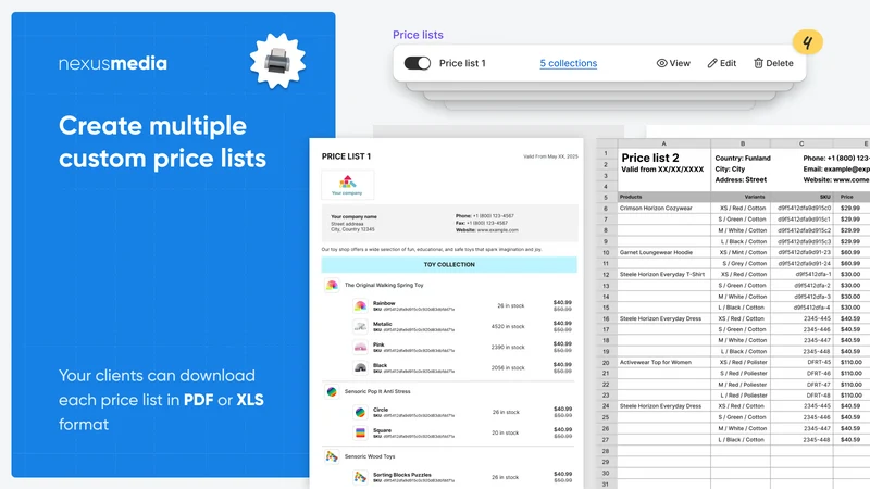 Price List Pro ‑ products list