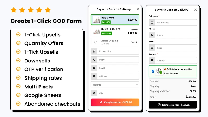 EasySell COD Form & Upsells