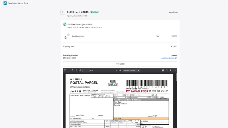 easyLabel: Japan Post