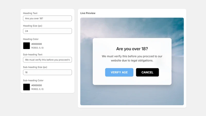E: 18+ Age Verification Popup