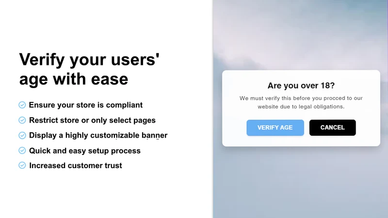 E: 18+ Age Verification Popup