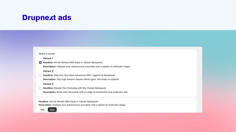 Drupnext Ads: AI + Tracking