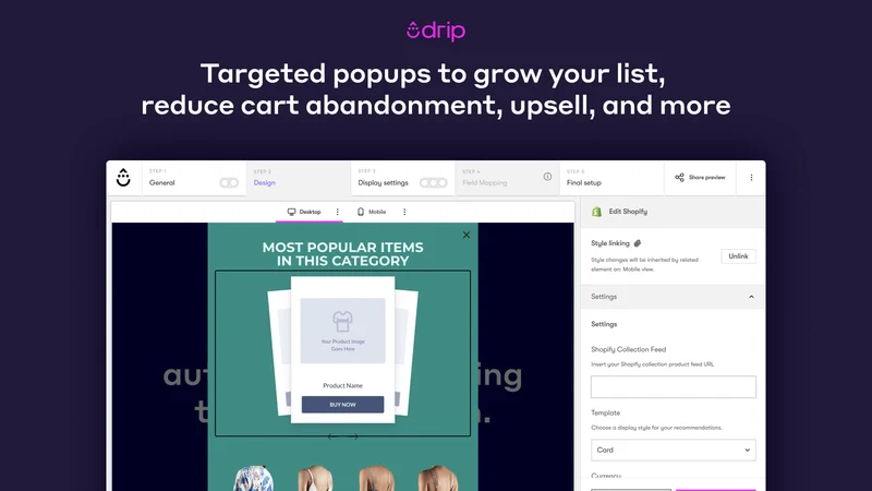 Drip Email Automation & Popups