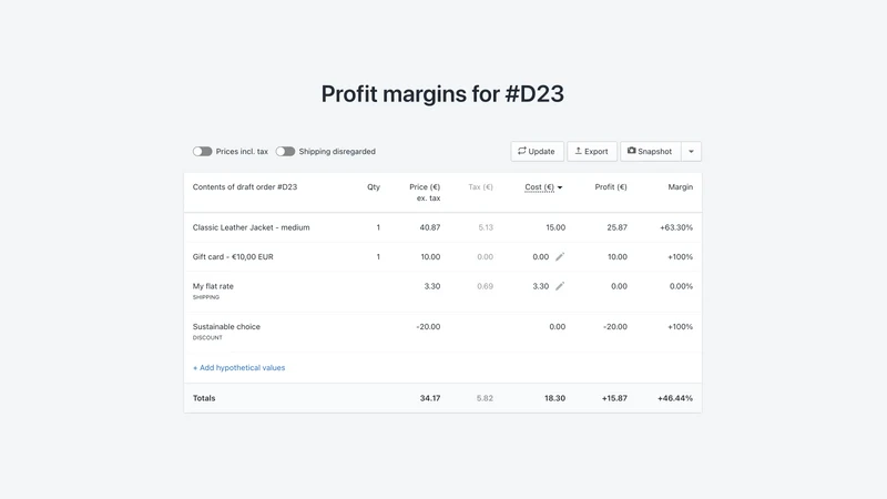 QuoteMate Draft Profit Margins