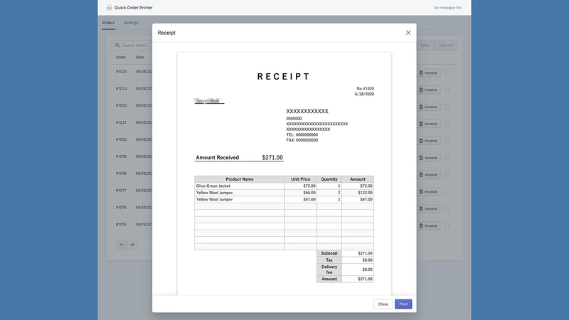 Mixlogue Quick Order Printer