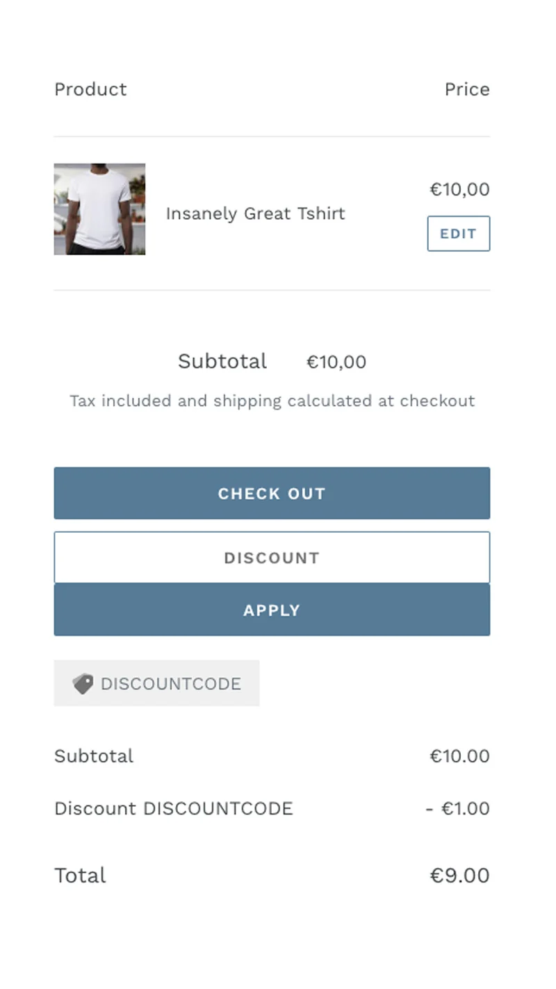 Dcode ‑ Discount codes in Cart