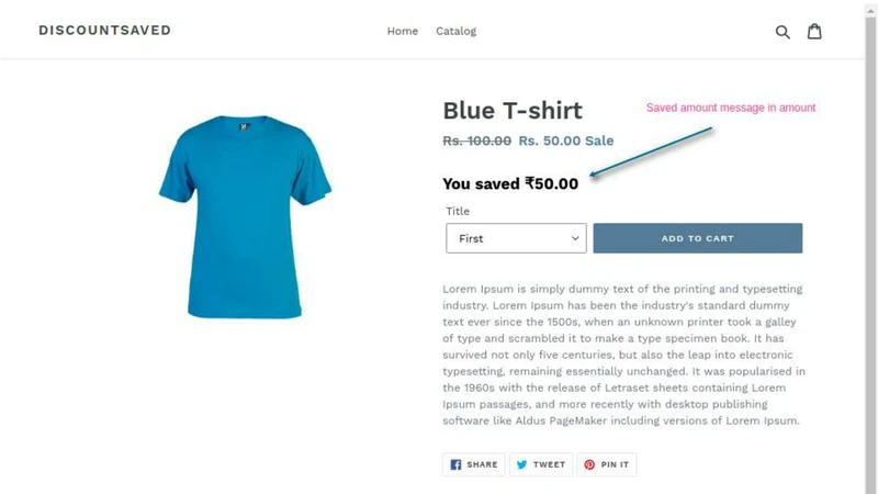 Discount Saved Message ‑ SBT