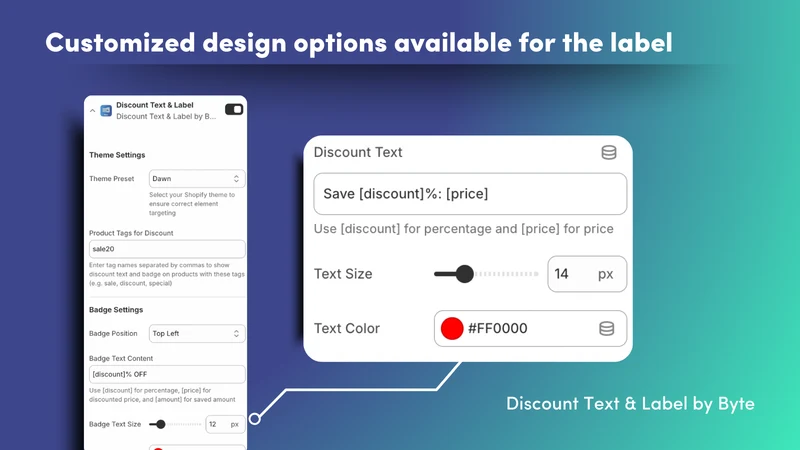 ByteTag Discount Text & Label