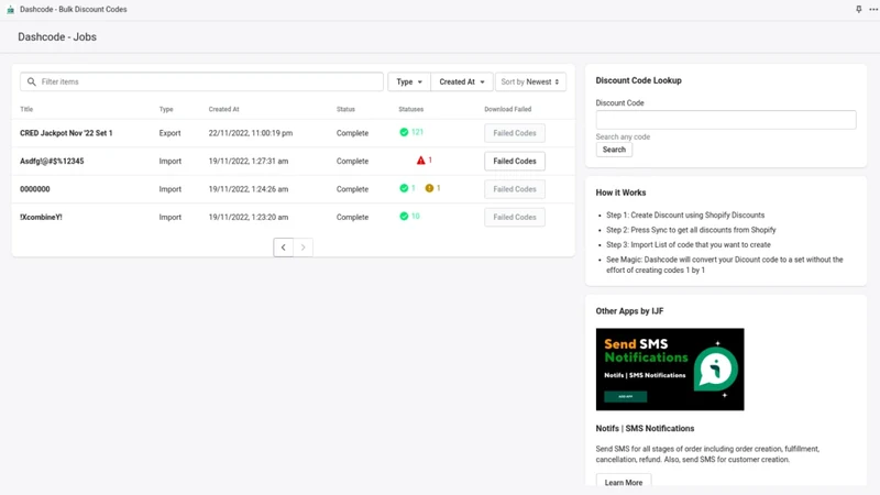 Dashcode ‑ Bulk Discount Codes