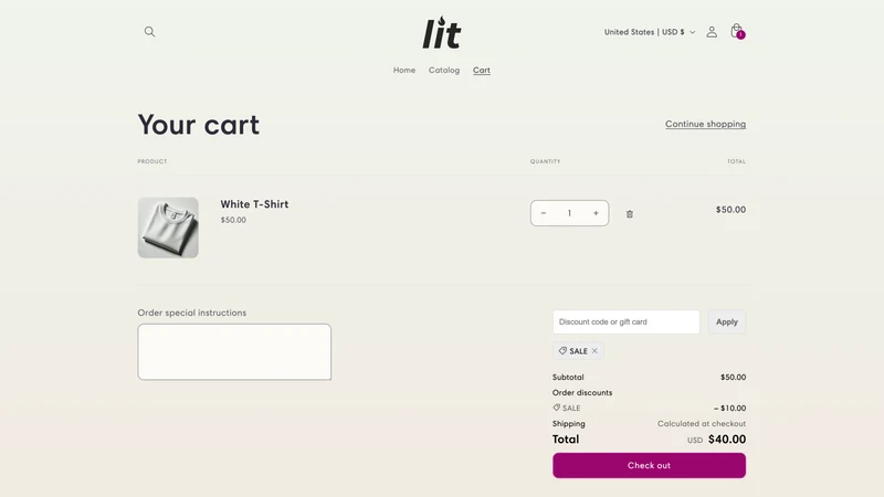Discount in Cart & Link Banner