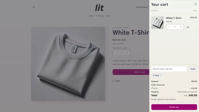 Discount in Cart & Link Banner