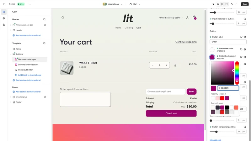 Discount in Cart & Link Banner