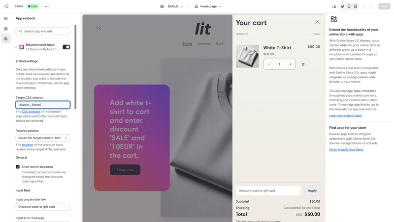 Discount in Cart & Link Banner