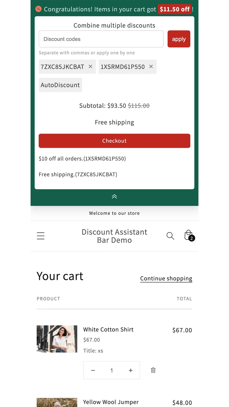 Discount Assistant Bar