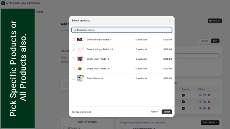 AI Product Options, Variants
