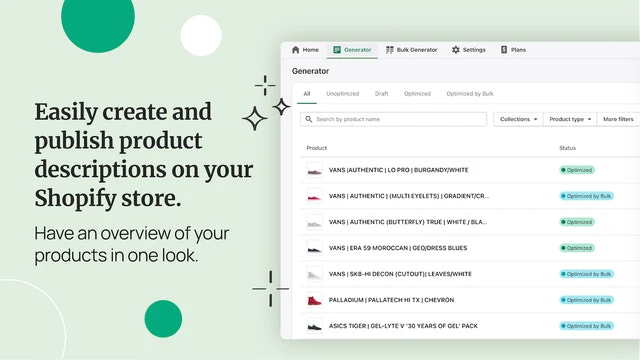 AI Product Descriptions & Bulk