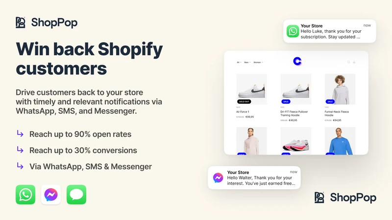 ShopPop: WhatsApp & SMS alerts