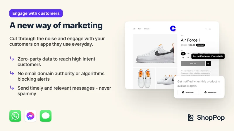 ShopPop: WhatsApp & SMS alerts