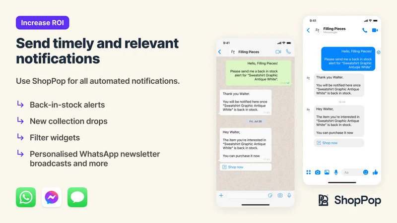 ShopPop: WhatsApp & SMS alerts