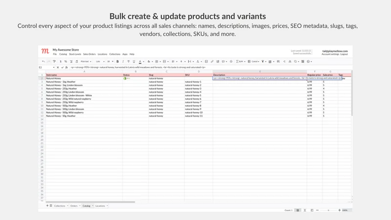 Mellow ‑ Bulk Import & Export