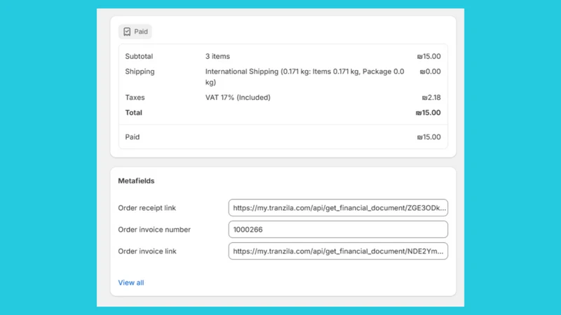 Tranzila Paytech Invoice