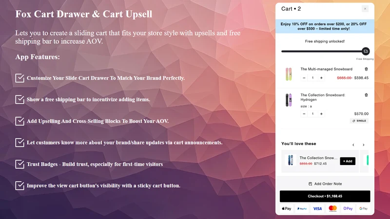 Fox Cart Drawer & Cart Upsell