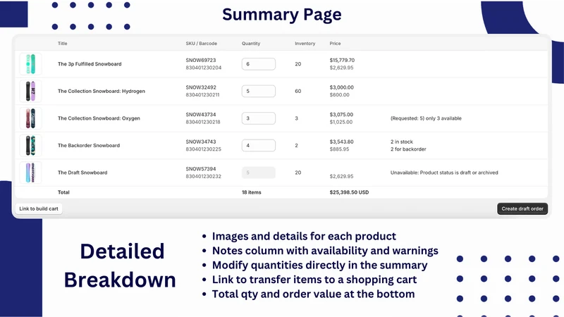 Quick Order / Draft CSV Import