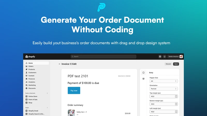 Pullush Order Printer, Invoice